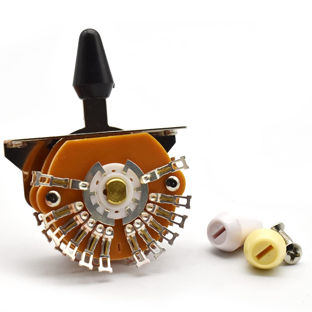 Souldim Guitar 5 Way 24 Keys Super Toggle Switch Pickup Selector Super 4-Pole Double Wafer For Strat/Tele Guitars With Black/Ivo