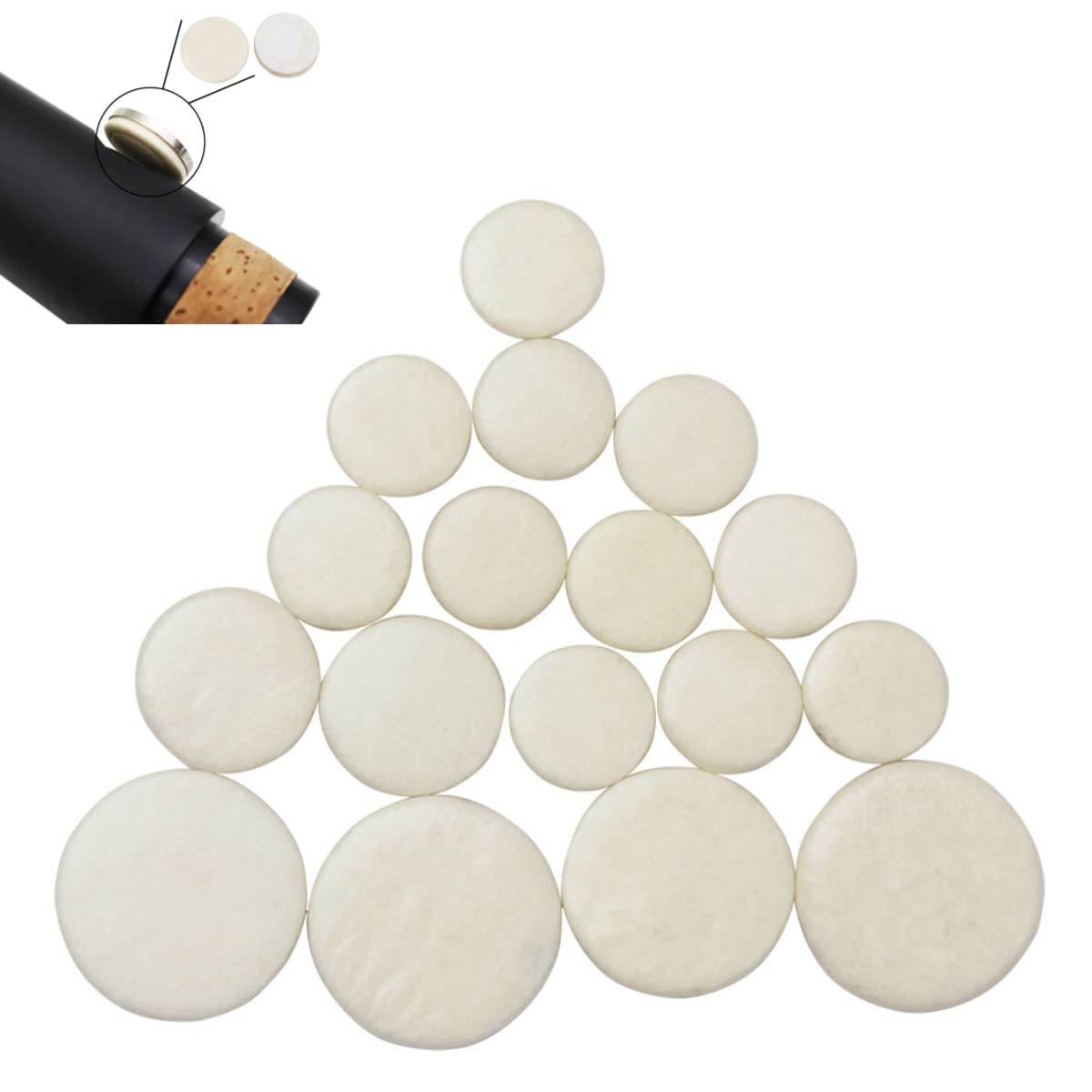CCeCCe 17 Pack Clarinet Pads Set Replacement Bb Clarinet Pad 17 Keys Clarinet Padding for Bundy Clarinet Ebonite Bb Clarinets B 