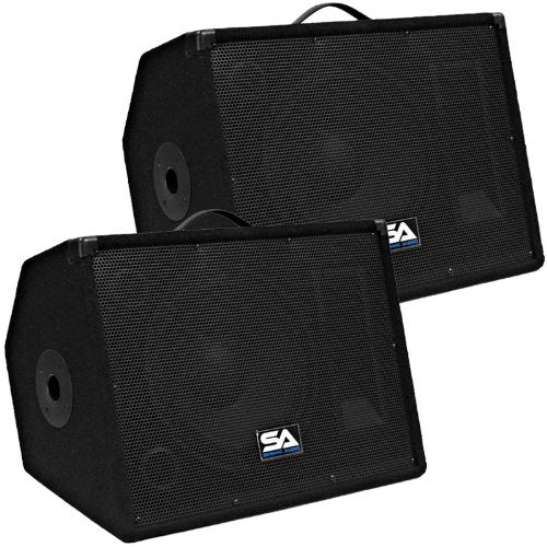 Seismic Audio - Pair of 12 Floor Monitors Studio, Stage, or Floor use - PA/DJ Speakers - Bar, Band, Karaoke, Church, Drummer use