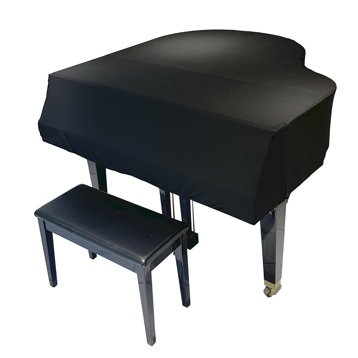 DEEP DEER Waterproof Dustproof Elastic Grand Piano Cover - Minimalist All-Black - with Elastic Drawstring - Fits Petite Grand & 
