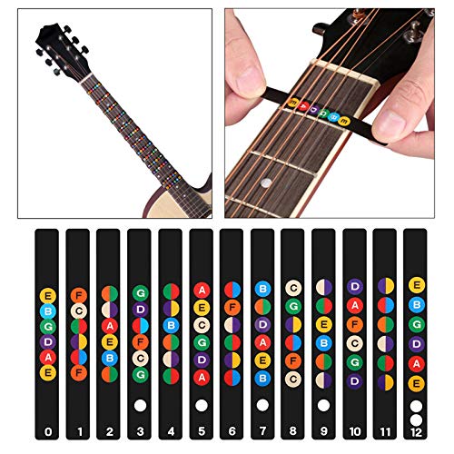 Agatige 10 Sheet Guitar Fretboard Stickers, Coded Note Scale Decals for Beginner Learner Practice(Full Color Surface)