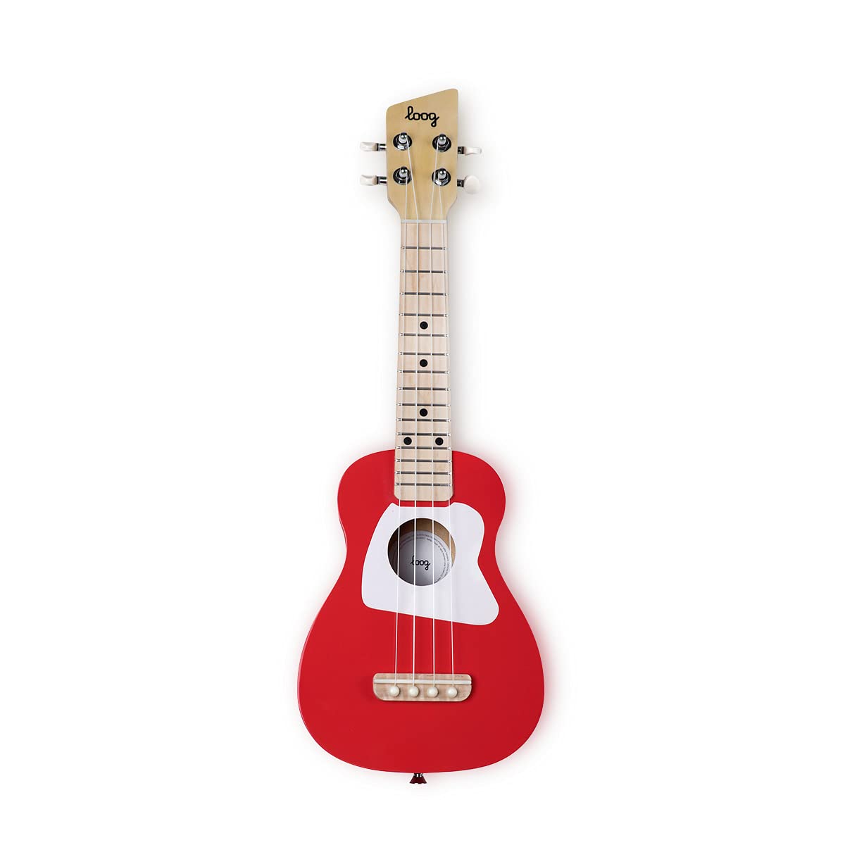 Loog Wood Soprano Ukulele for Kids & Beginners, App & Lessons, All Ages (Red)