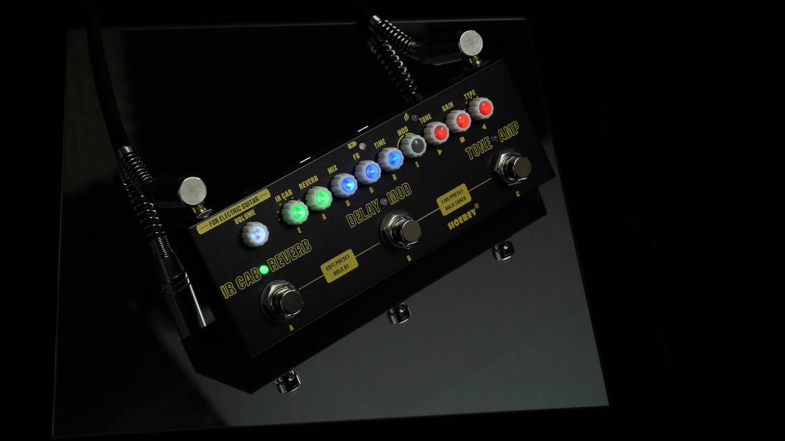 HOEREV Multi Effects Guitar Pedal Delay Reverb Phase Chorus Distortion Overdrive Multi Effects Pedal for Electric Guitar Built-i