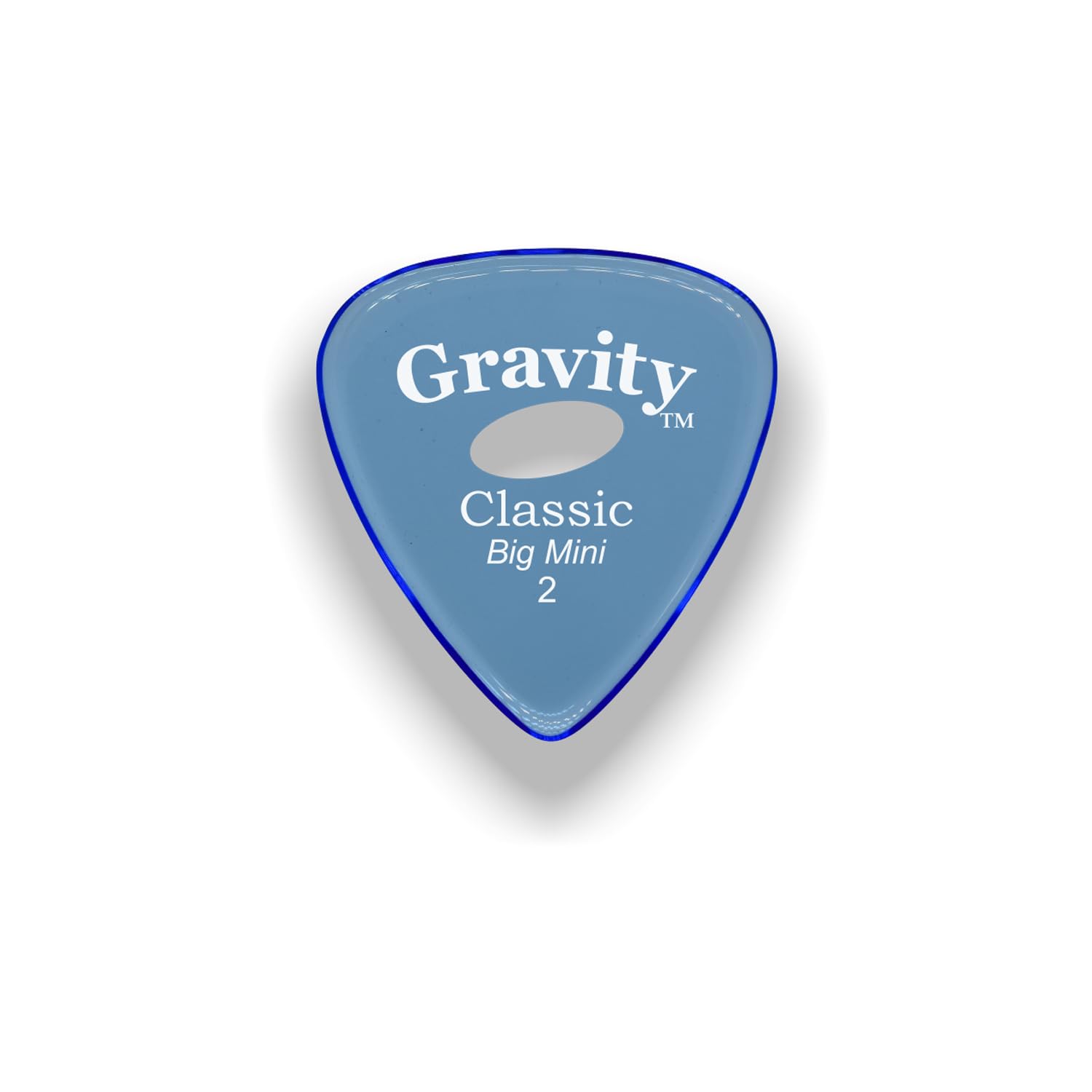 Gravity Picks Classic Guitar Pick - 2.0Mm Blue- Polished W/Elipse Grip Hole