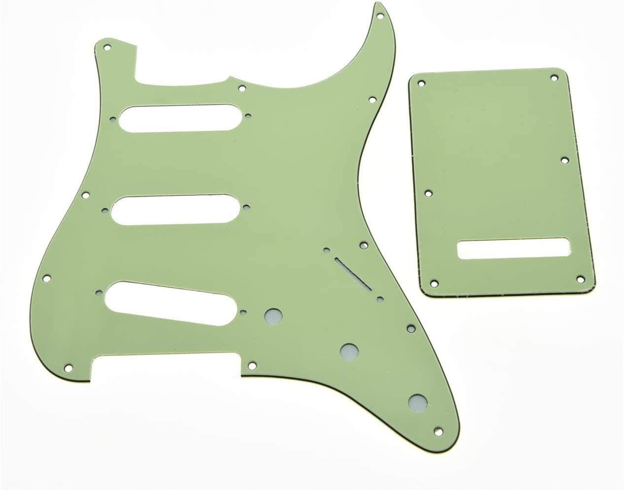 Dopro 11 Hole Strat SSS Pickguard ST Back Plate Trem Cover Mint Green 3 Ply