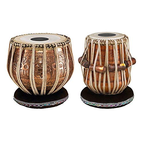SmSai Musicals Tabla Drum Set, 3 Kg Copper Bayan, Finest Designer Dayan
