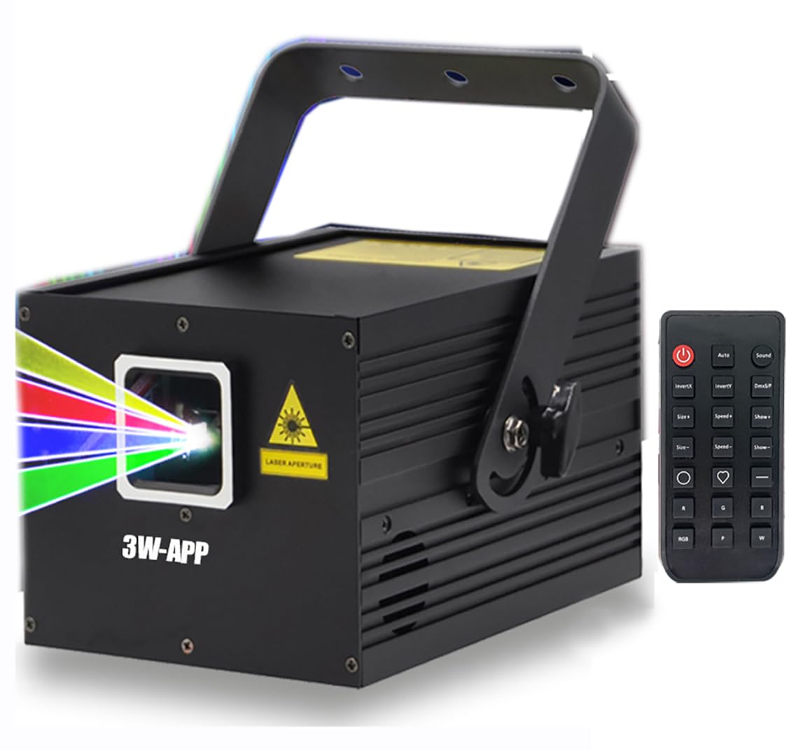 Wonsung 3W RGB Full Color Animation Stage Effect Light DMX Stage Lights DJ Disco Stage Beam Lights with DMX/APP for Party Weddin