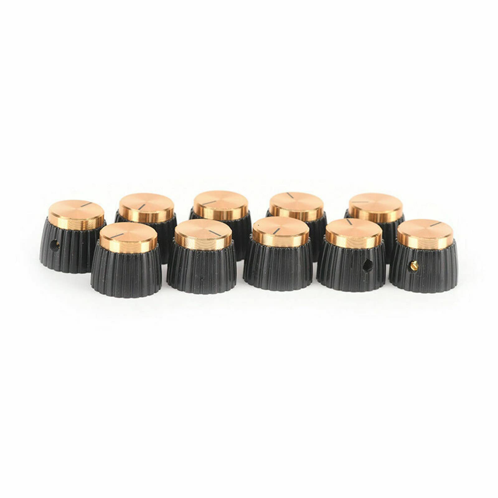 FASTROHY 10Pcs Guitar Amplifier AMP Knobs with Gold Cap Push On Knobs for Marshall Amplifier, Black
