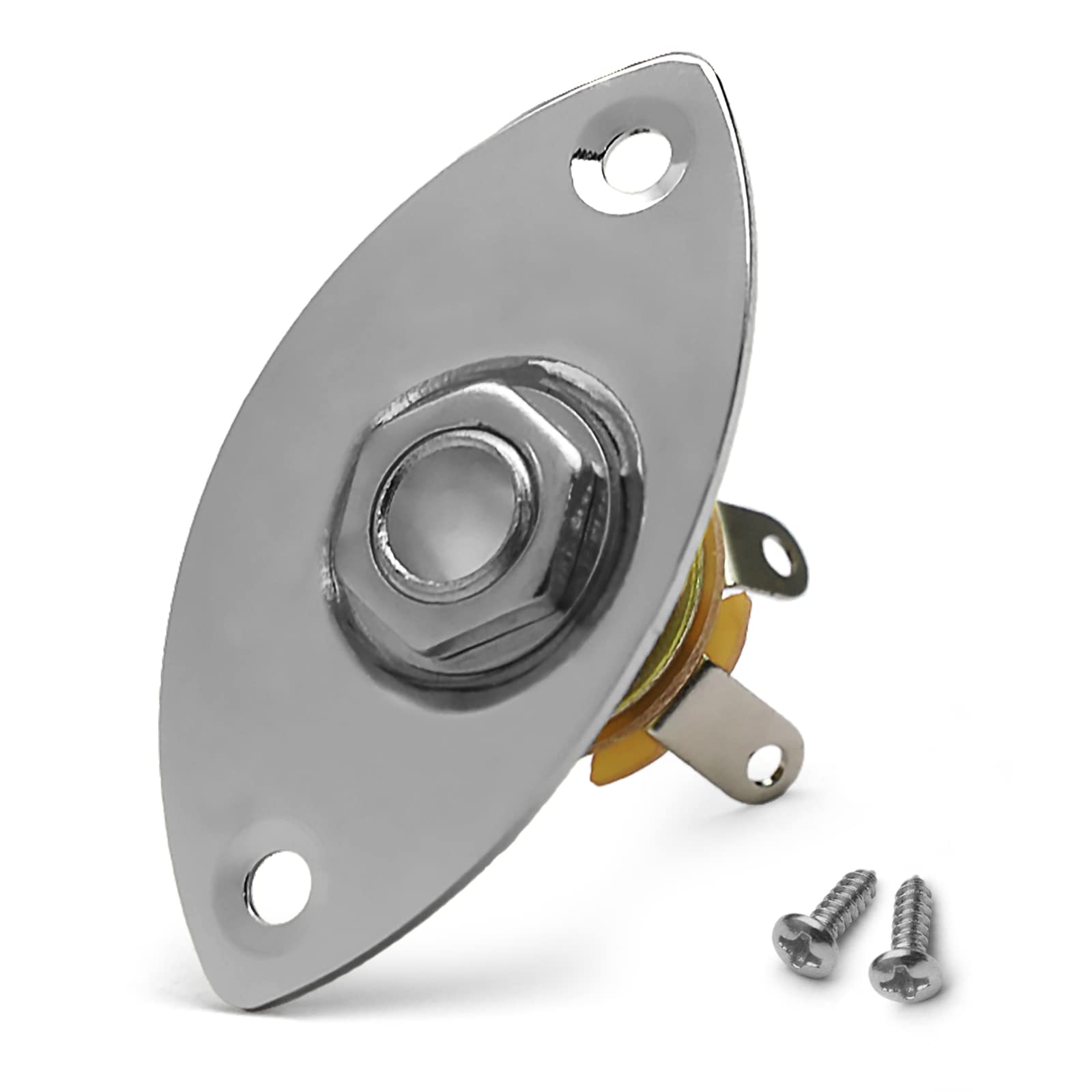 Maxcheer 1/4 '' Oval Guitar Jack 6.35Mm Output Input Plug Socket For Mono Electric Guitar (Chrome)