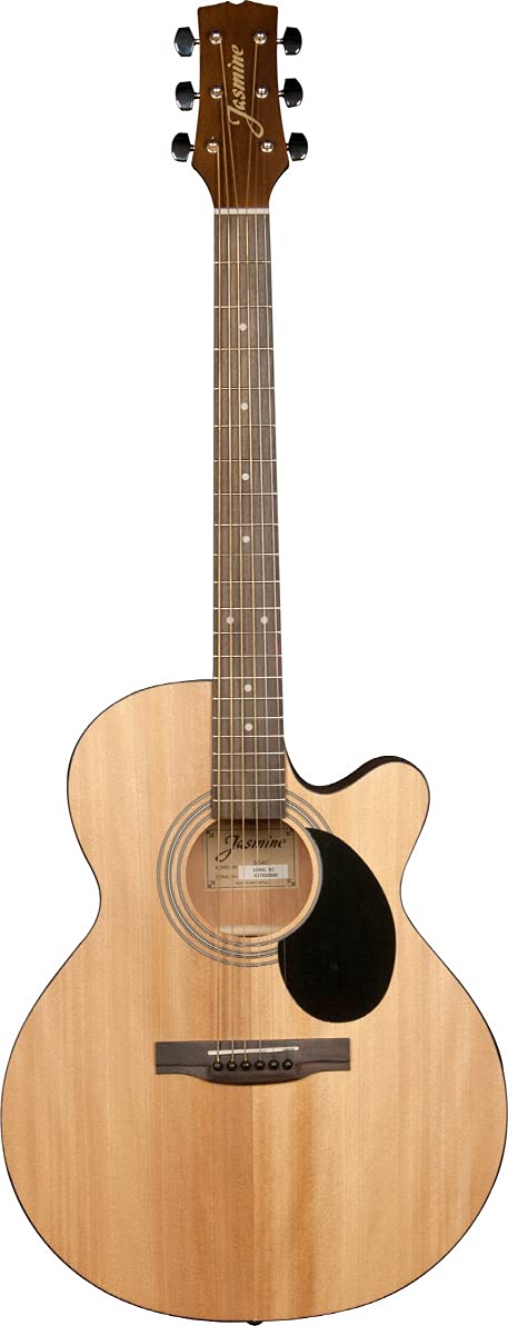 Jasmine S34C NEX Cutaway Acoustic Guitar - Natural Bundle with Gig Bag, Strings, Tuner, Strap, Picks, Instructional Book, DVD, a