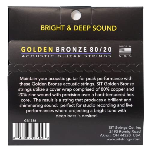 SIT GB-1356 Golden Bronze 80/20 Medium Acoustic Guitar Strings (Single Pack)