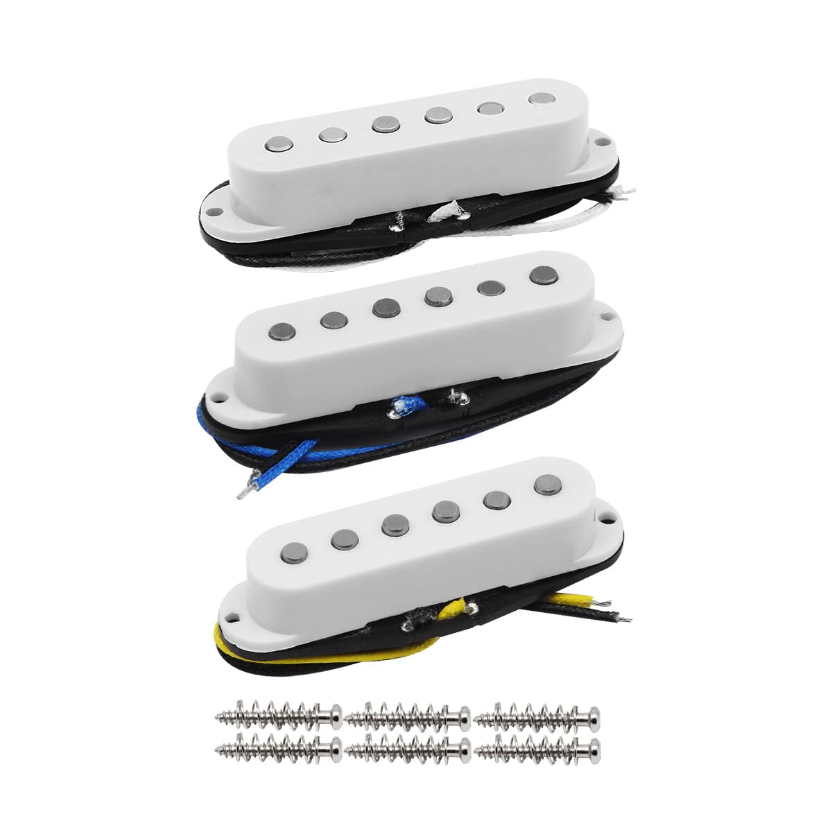 Fleor Single Coil Pickup Alnico 5 Guitar Neck/Middle/Bridge Pickups Set Staggered, White