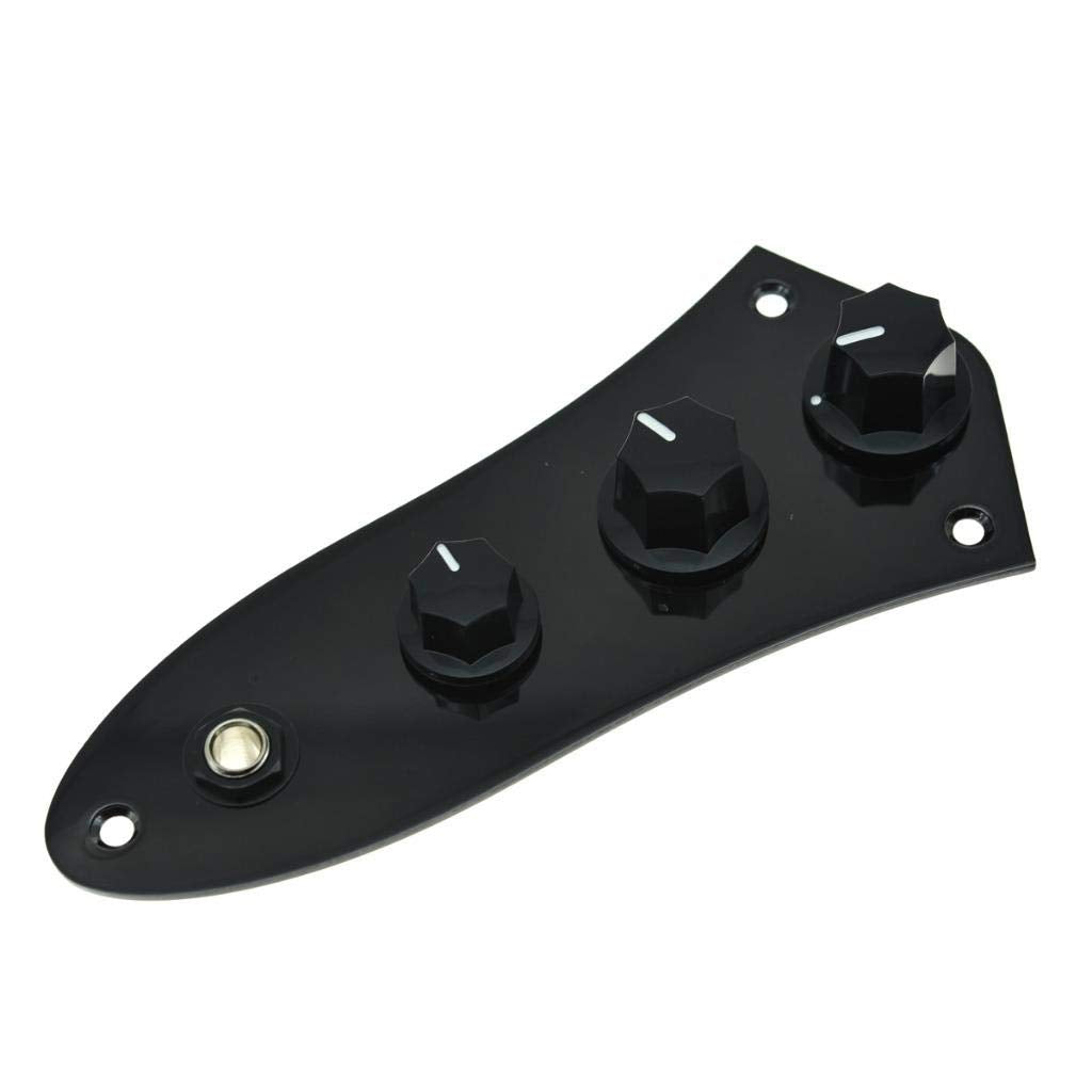 KAISH Fully Loaded Control Plate Pre-Wired Control Plate with Wiring Harness for Jazz J Bass Black
