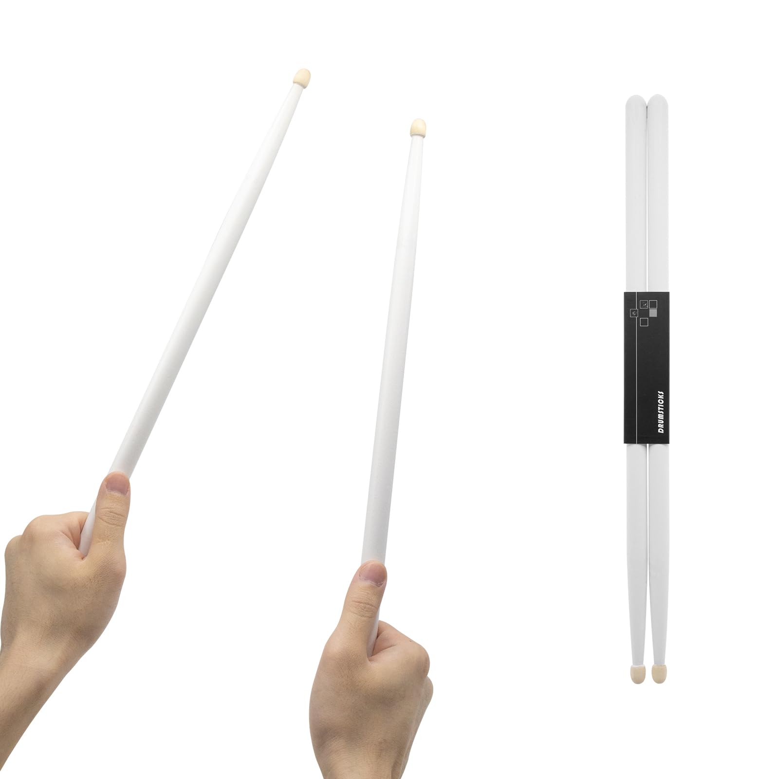 CashBeat 5A Maple Wood Drumsticks, Non-Slip Grip, Classic White Drum Stick for Kids Adults Beginner, Percussionists Drumming Acc