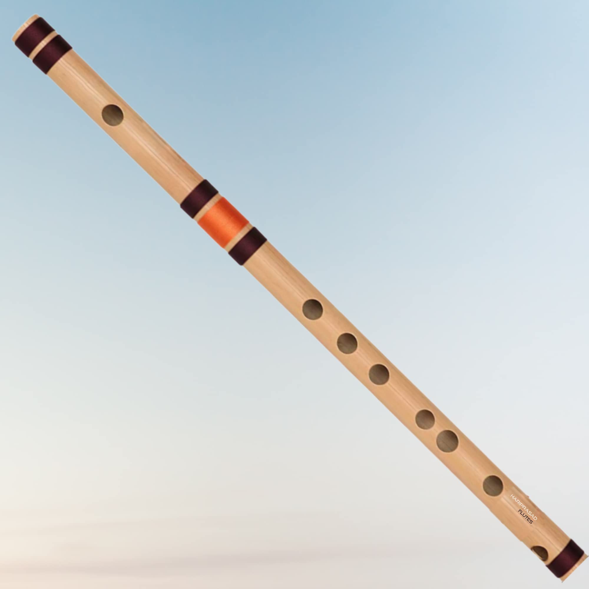 Hariprasad Flutes Bamboo Flute Musical Instrument For Beginners, C Scale/Natural Right-Handed Bansuri 19 Inch (Brown+Orange)