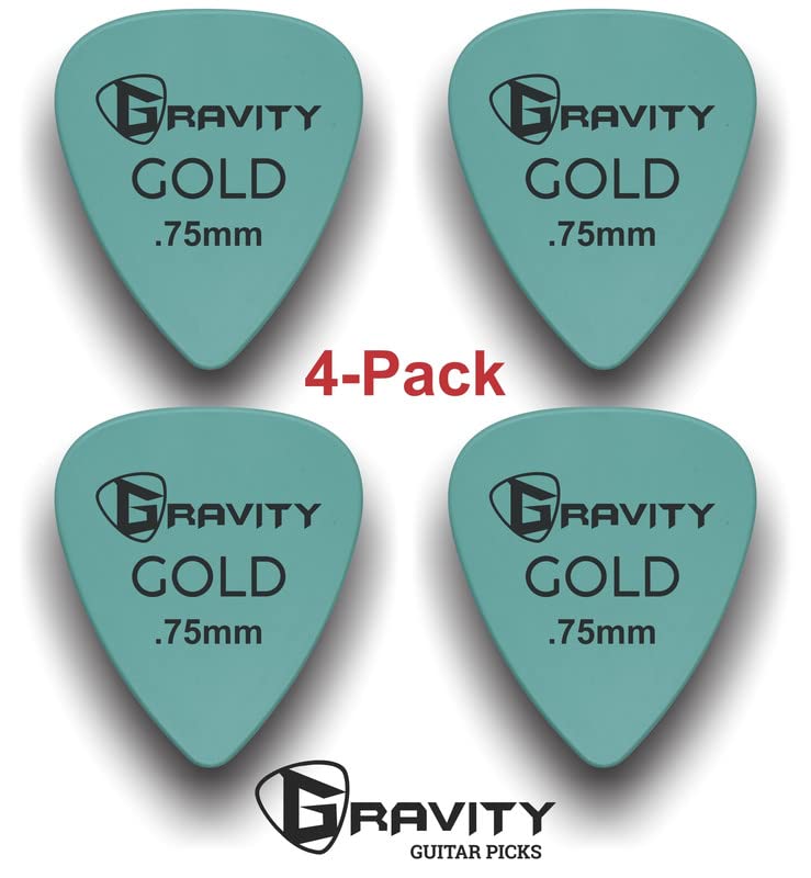 Gravity Gold Series Guitar Picks - Ideal For Beginners & Professionals - Lightweight And Durable - Pack Of 4