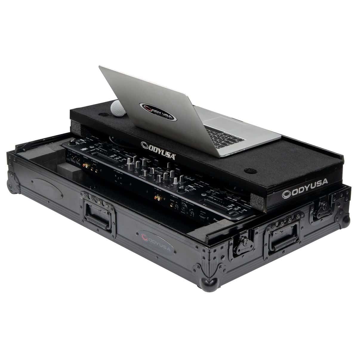 Odyssey Black Label DDJ-REV5 1U Flight Case with Glide Style Laptop Platform and Corner Wheels