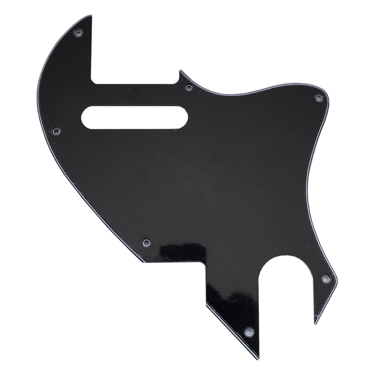 Musiclily Pro 7 Holes Guitar Pickguard For Fender F-Hole Hybrid Tele Style Electric Guitar, 3Ply Black