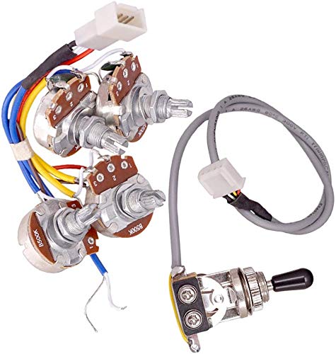 1 Set Guitar Circuit Wiring Harness Kit with 2 Pieces A500k B500K Pots and 1 Piece 3 Way Toggle Switch fit for LP Electric Guita
