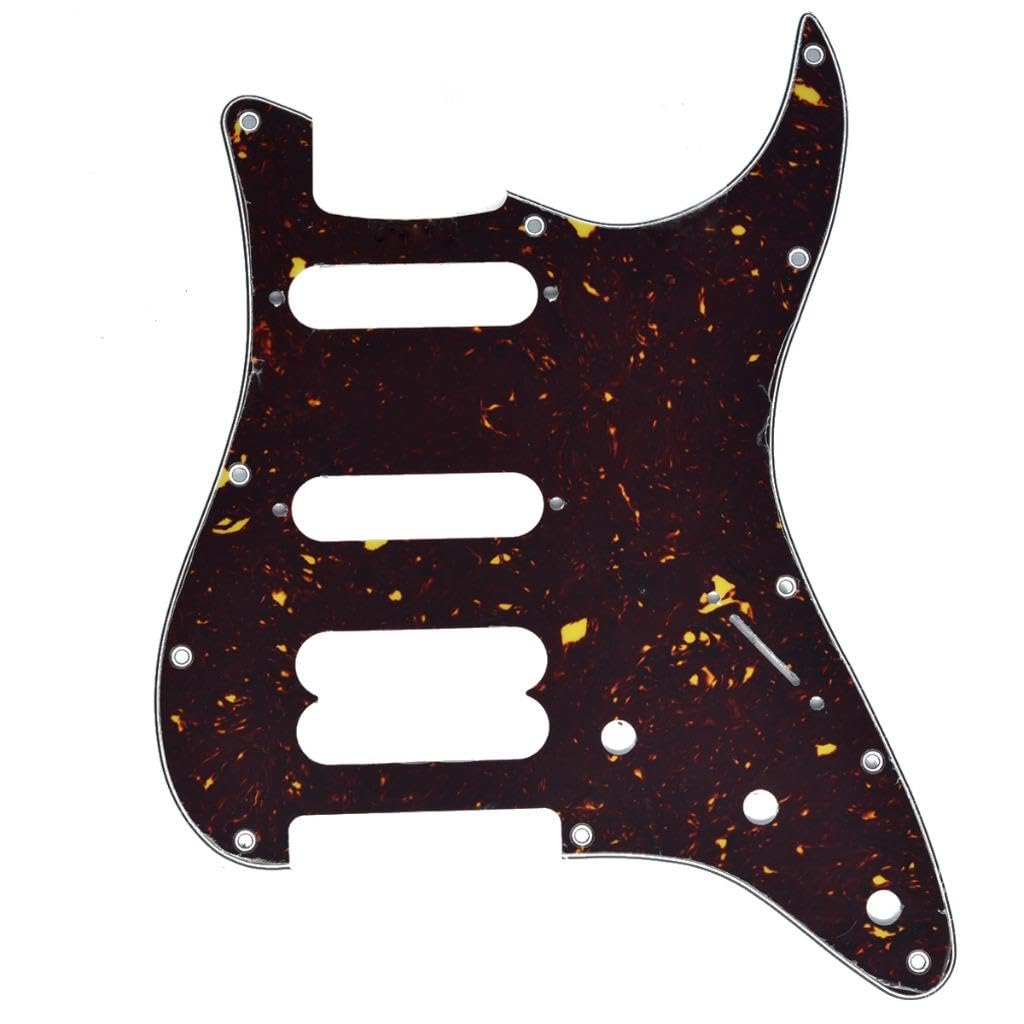 Dopro 11-Hole ST/Strat HSS Guitar Pickguard Humbucking Pickup No screw holes for American Ultra Series Strats Dark Tortoise