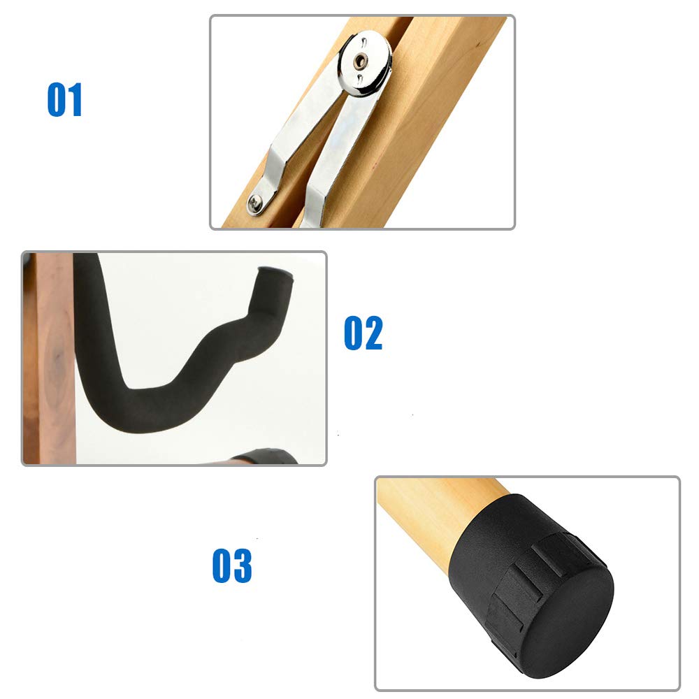 Koldot Wooden Guitar Stand for Acoustic Electric Bass Classical Guitar Banjo Ukulele Portable Folding A-Frame Travel Guitar Stan