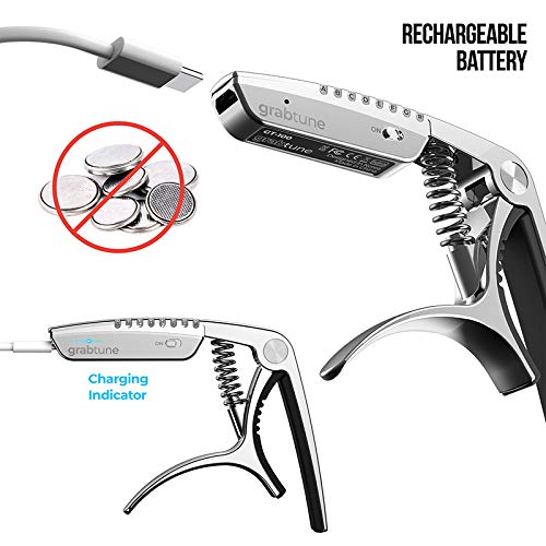Personality Advanced Capo-Tuner 2-in-1 for Acoustic Guitar with USB Rechargeable Battery/LED Edge Lighting Display Guitar Capo U