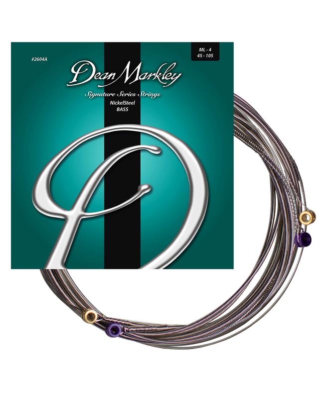 NickelSteel Signature Bass Guitar Strings 4 String Set, Roundwound Electric Bass Strings Medium Light, Incredible Long-Lasting T