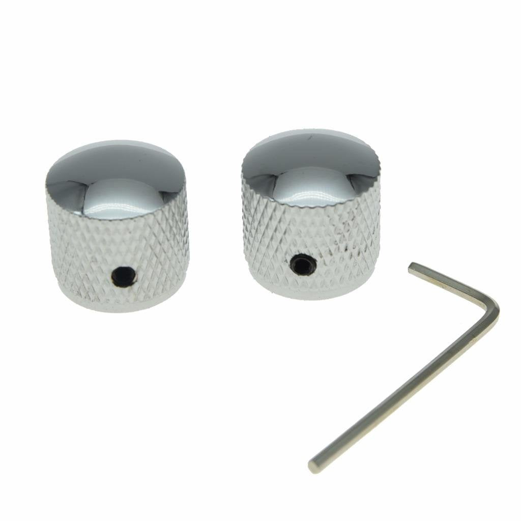 Dopro Set Of 2 Guitar Dome Knobs 20Mm Bass Knobs With Set Screw For Tele Telecaster P Bass Precision Bass Chrome