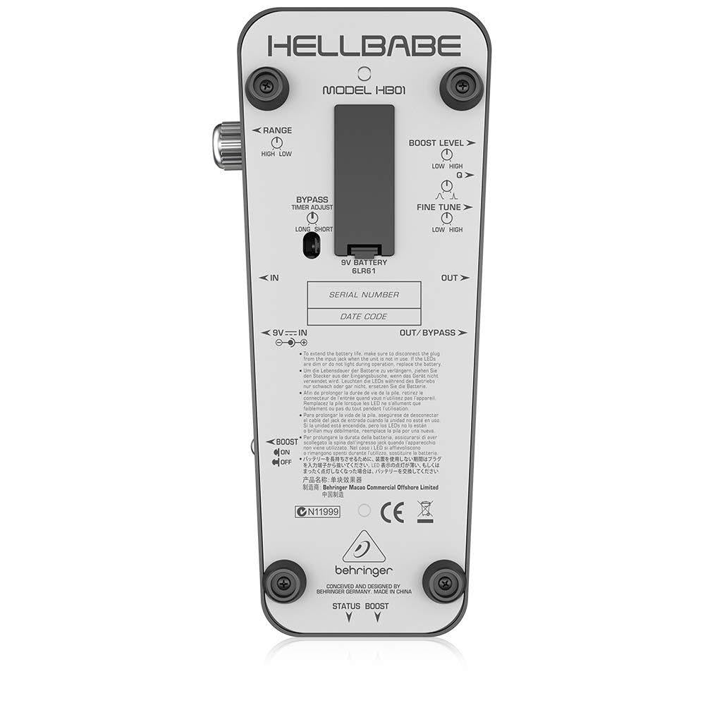 Behringer HB01 Optical Wah Pedal for Electric Guitar, Adjustable Frequency Range, Spring-back Mechanism, Fine-tune Control