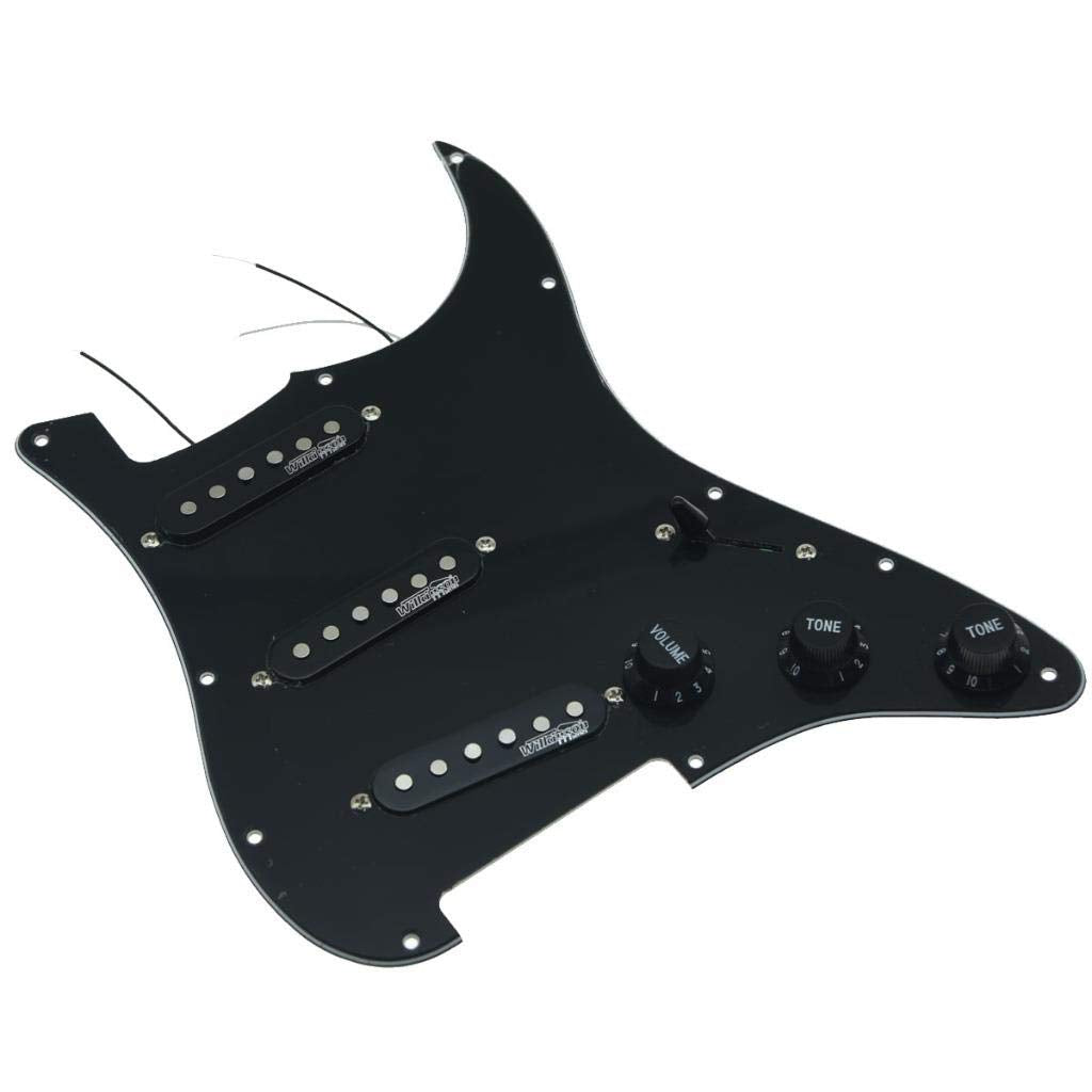 KAISH Black 3Ply Loaded Electric Guitar Pickguard Prewired Pickguard with Wilkinson Pickups for USA/Mexico FD Stratocaster