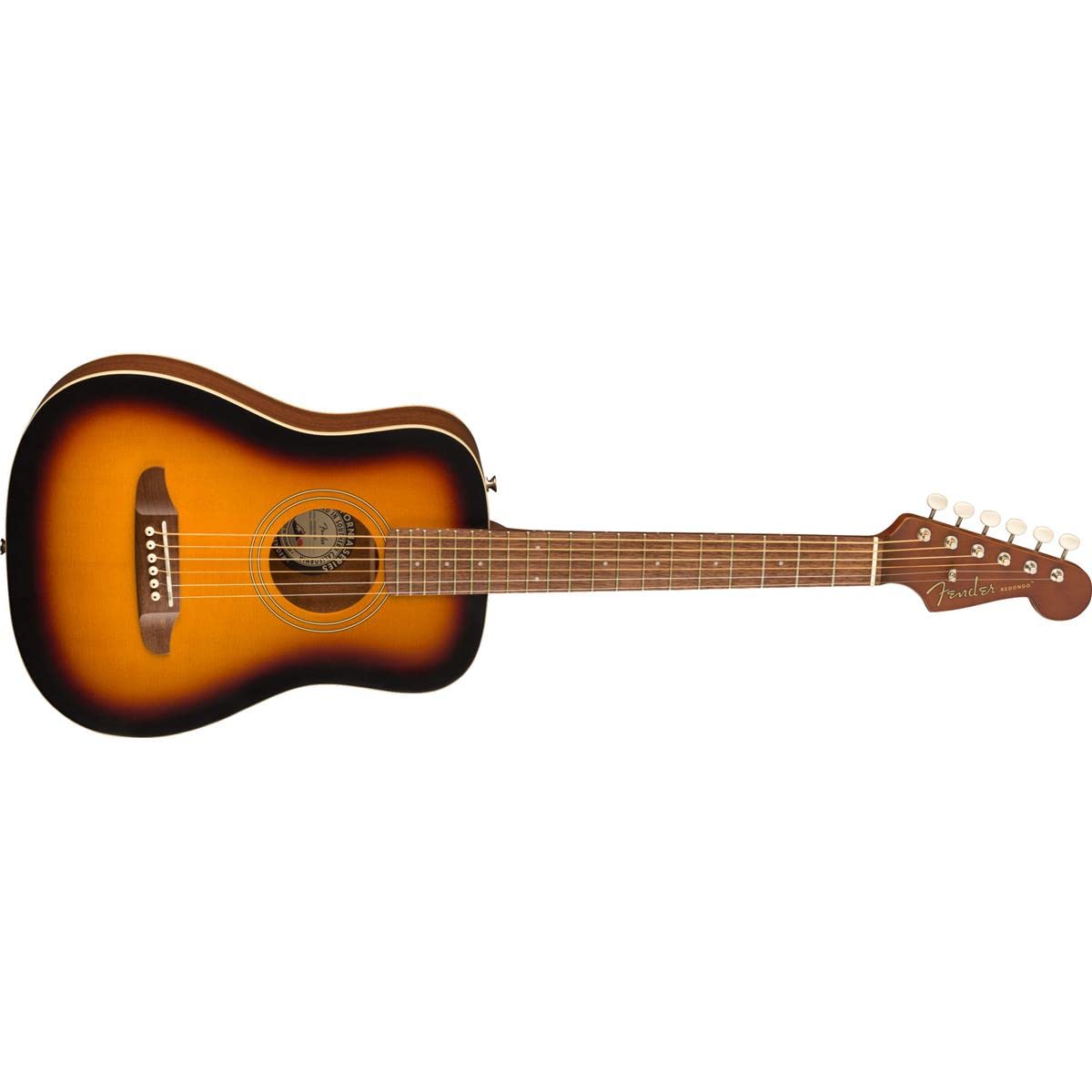 Fender Redondo Mini Acoustic Guitar, with 2-Year Warranty, Sunburst, Maple Fingerboard, with Gig Bag