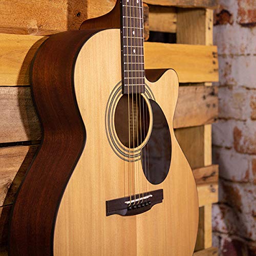 Jasmine S34C NEX Cutaway Acoustic Guitar - Natural Bundle with Gig Bag, Strings, Tuner, Strap, Picks, Instructional Book, DVD, a