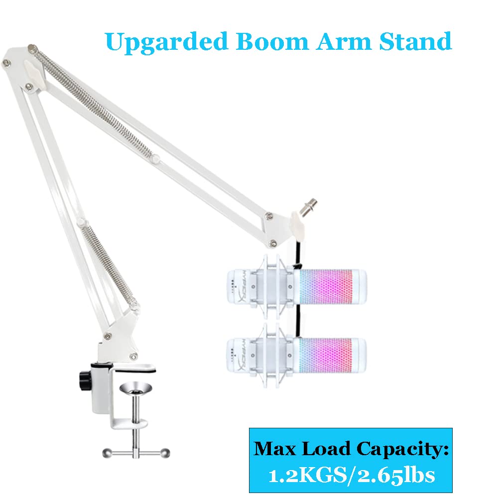 White Boom Arm for Hyperx Quadcast S, Professional Adjustable White Mic Boom Arm, White Stand Compatible With Hyperx Quadcast Wh