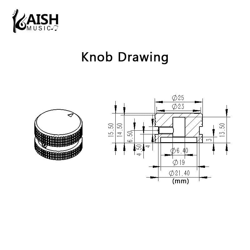 KAISH 2pcs 63/64''(25mm) Diam. Aluminium Potentiometer Knobs 1/4'' Universal Metal Pot Knobs for Guitar/Bass/AMPS Amplifier/Powe