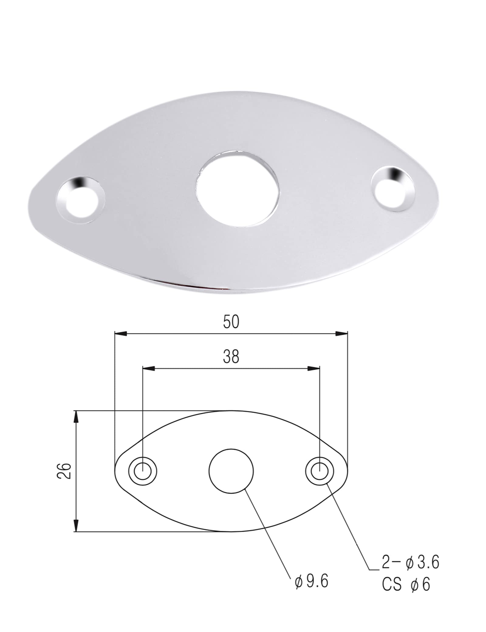 Bogart Guitar Jack Socket Plate Curved Oval Football Style Output Jack Plate Compatible with Les Paul Ibanez Jackson Guitar or B