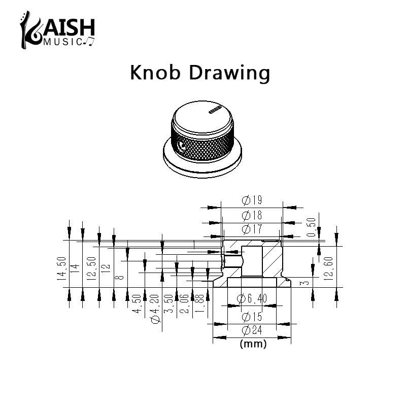 4-Pack Set Screw Style Aluminium Potentiometer Knobs 1/4'' Universal Top Hat Knobs Bell Volume Tone Control Knobs for Guitar/Bas