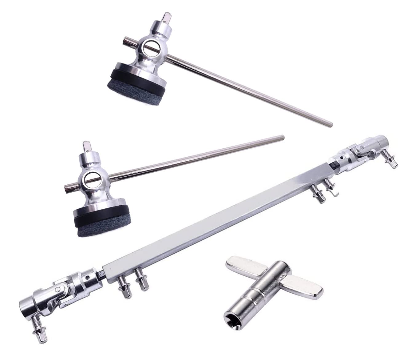 TUOREN Double Kick Drum Pedal for Bass Drum Percussion Hardware Equipped with 2pcs Bass Drum Beater, T Shaped Tuning Key