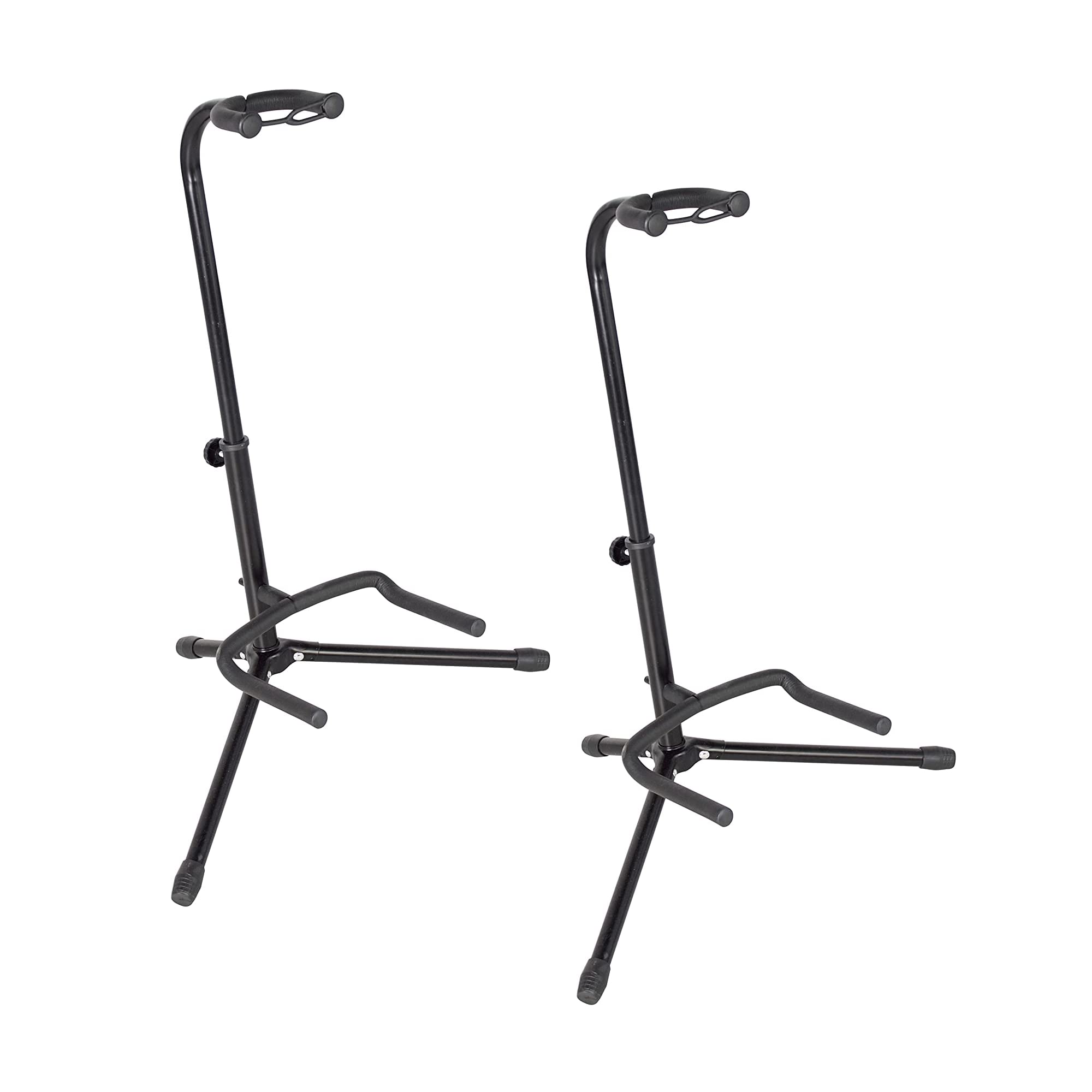Rok-It Two Pack of Single Standard Guitar Stands for Acoustic, Electric, or Bass Guitars; (2PK-RI-GTRSTD-1)