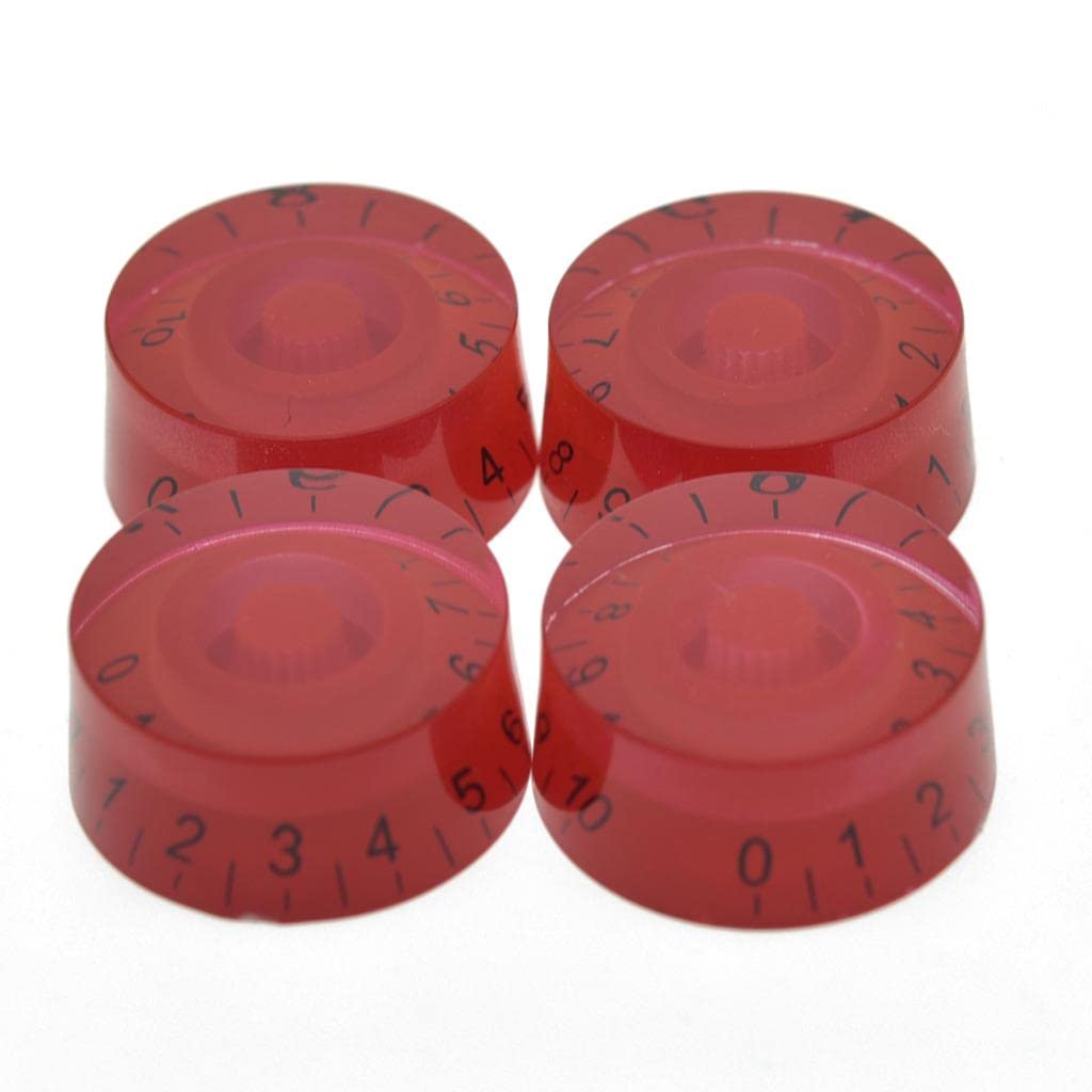 Kaish 4Pcs Red With Black Number Guitar Speed Dial Knobs Control Knob Fits Lp Guitar