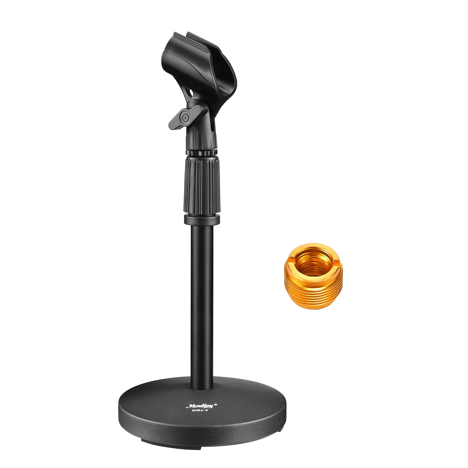 Moukey Desk Mic Stand With Non-Slip Mic Clip Adjustable Table Top Microphone Stand With 5/8'' Male To 3/8'' Female Screw Fits Mo