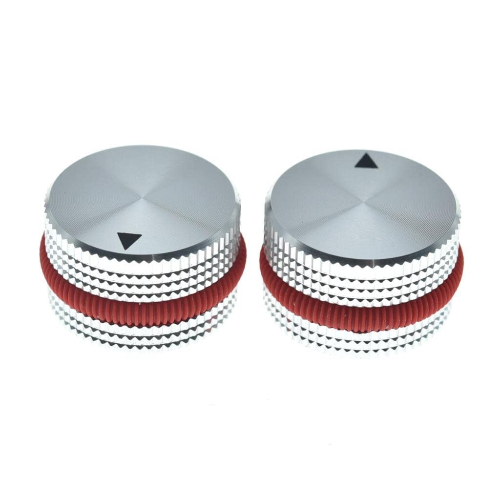 Kaish 2Pcs 63/64''(25Mm) Diam. Aluminium Potentiometer Knobs 1/4'' Universal Metal Pot Knobs For Guitar/Bass/Amps Amplifier/Powe