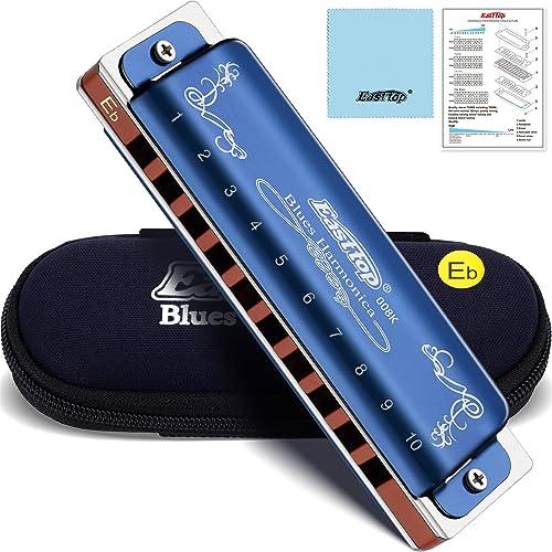 East top Mouth Organ Key of Eb 10 Holes 20 Tones Diatonic Harmonica Mouth Organ Musical Instrument for Beginners, Professionals 