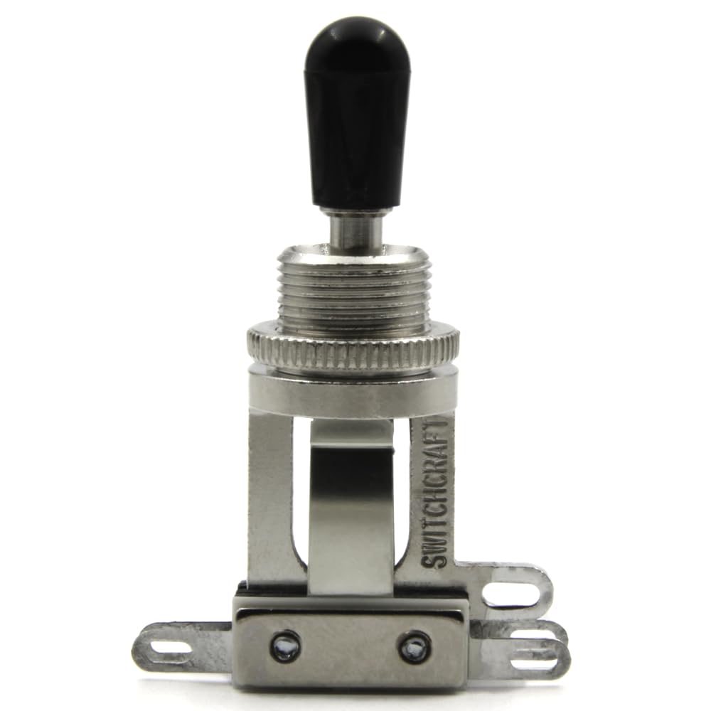 Switchcraft 3 Way Toggle Switch W/Genuine Tip, Short Toggle For Les Paul Electric Guitar (Black Tip)