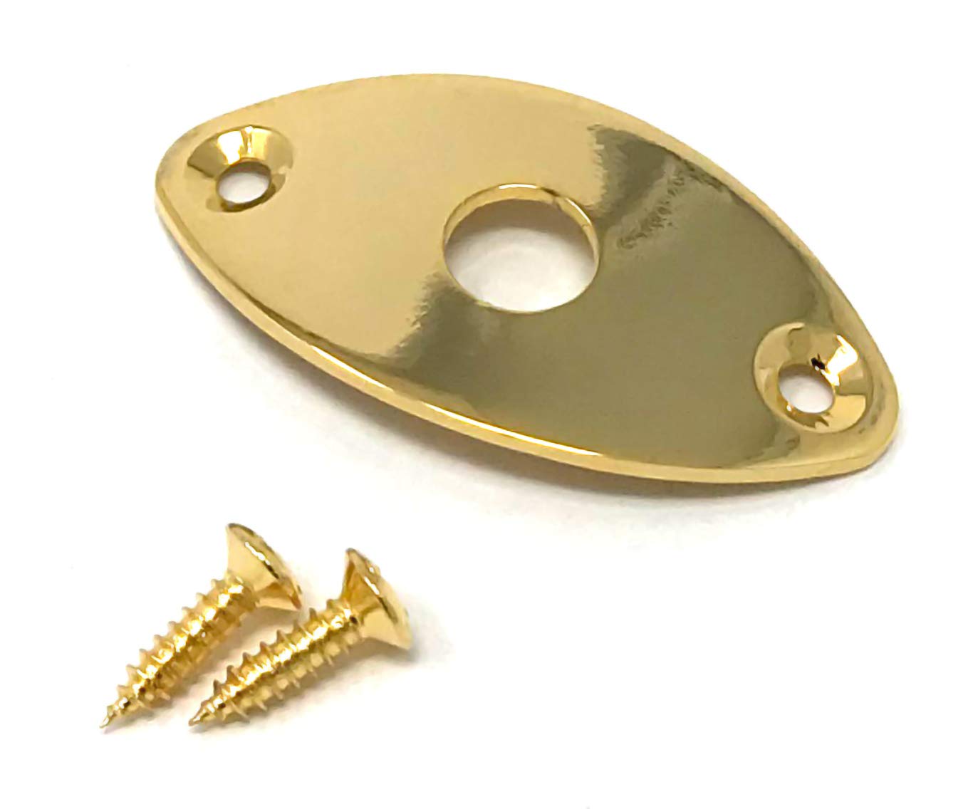 Vintage Forge Gold Oval Jack Plate For Guitar And Bass With Screws Curved Metal Football Shape Jpf30-Gld