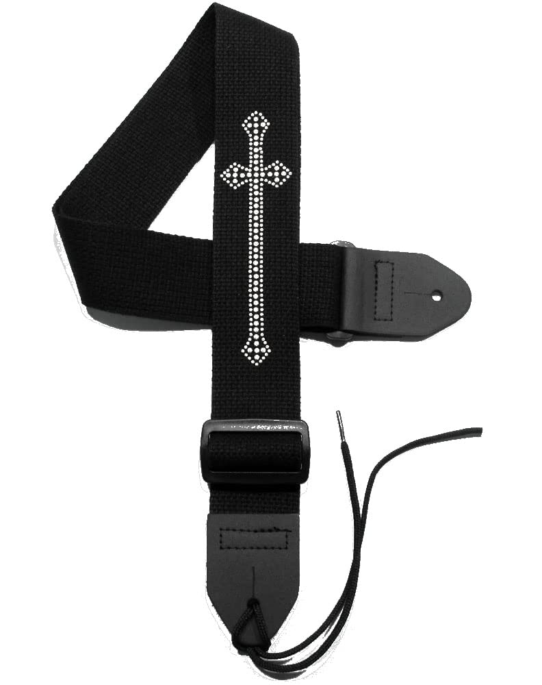 Legacystraps Christian Rs Guitar Strap 2'' Cotton Guitar Strap With Faux Pearl Cross
