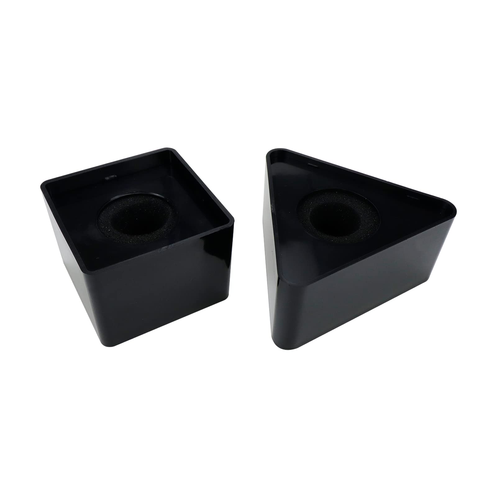 Tsnamay 2Pcs Square and Triangle Microphone Stand,ABS Interview Microphone Logo Mic Microphone Flag Station Logo,Black