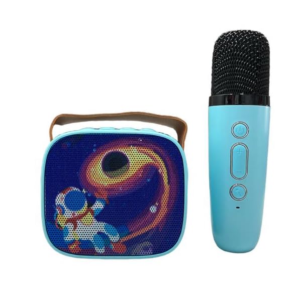 Tiyahi Karaoke Machine For Kids, Portable Bluetooth Speaker With Wireless Microphone (Space)
