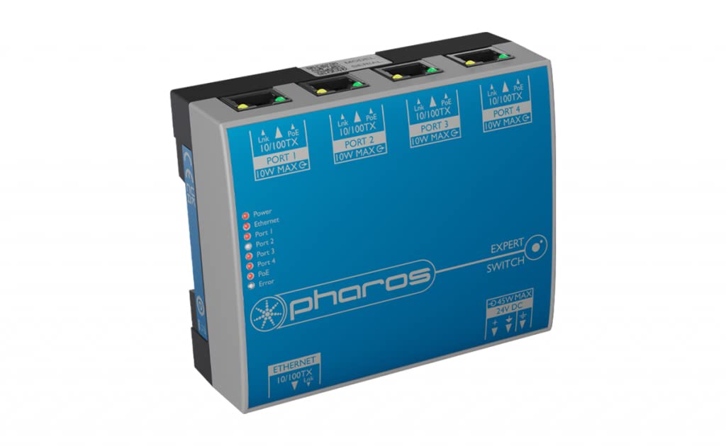 SIRS-E Pharos XPS Express (Expert) Switch / DIN Rail Ethernet Switch with 4 Port, Class 2 PoE, 24V DC