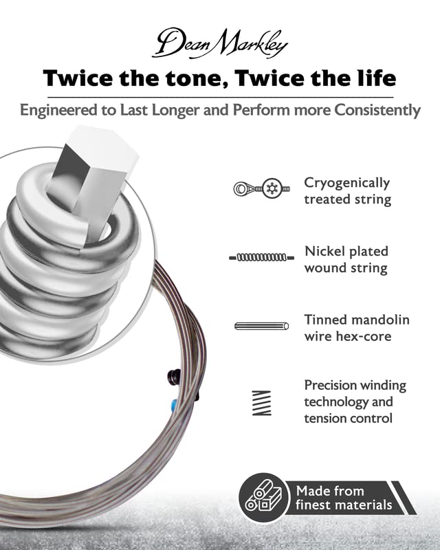 Dean Markley Electric Bass Guitar Strings 2680 Blue Steel Electric Long Scale 50-128 Medium Gauge, Cryogenically Processed for L