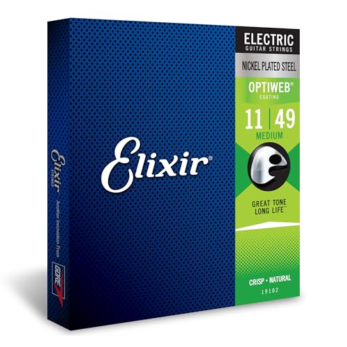Elixir Strings 19102 Coated Nickel Electric Guitar Strings, Medium (011-049),Gold